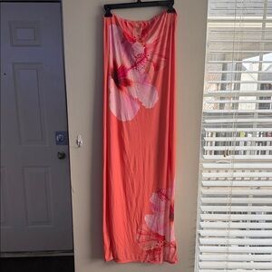 wild fable Coral Strapless Floral Maxi Dress